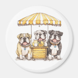 Engelska bullhundar som kör ett legostativ magnet