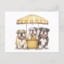 Engelska bullhundar som kör ett legostativ vykort