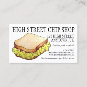Engelska Chip Shop Butty Sandwich Takeaway UK Food Visitkort