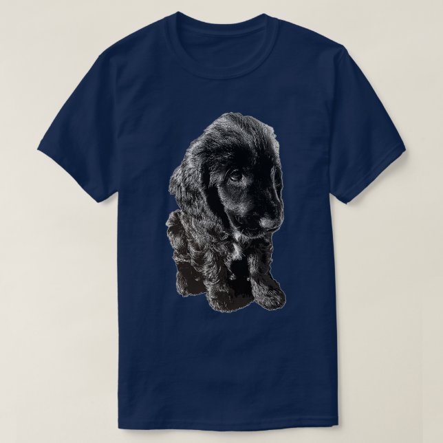 Engelska Cocker Spain Black Puppy Hund Adsible  T Shirt (Design framsida)