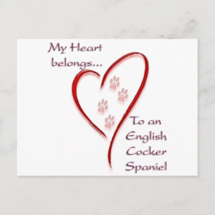 Engelska Cocker Spain Heart-Tillhör Vykort
