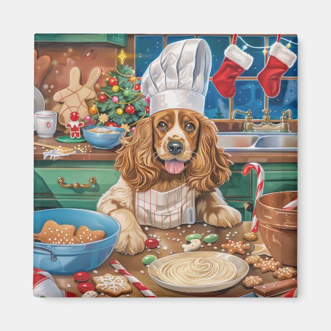 Engelska Cocker Spain Helgdag Baking: jul Magnet (Framsidan)