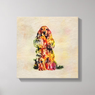 Engelska Cocker Spain Hund Digital Art Canvastryck