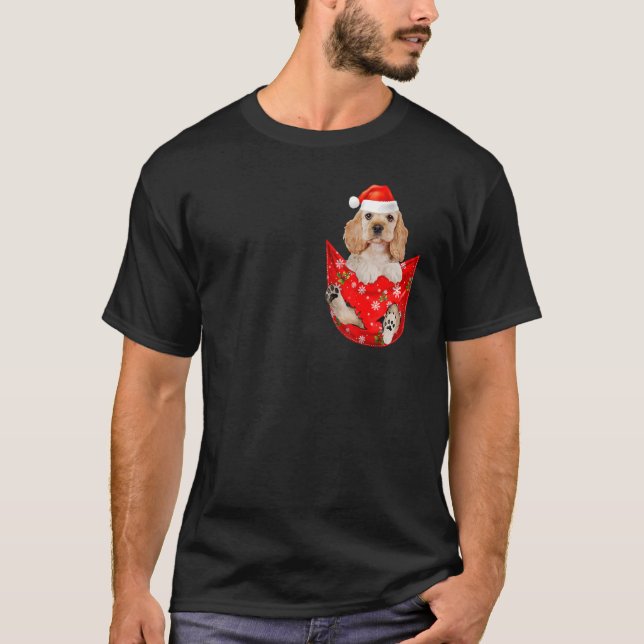 Engelska Cocker Spain jul Pocket for hund T Shirt (Framsida)