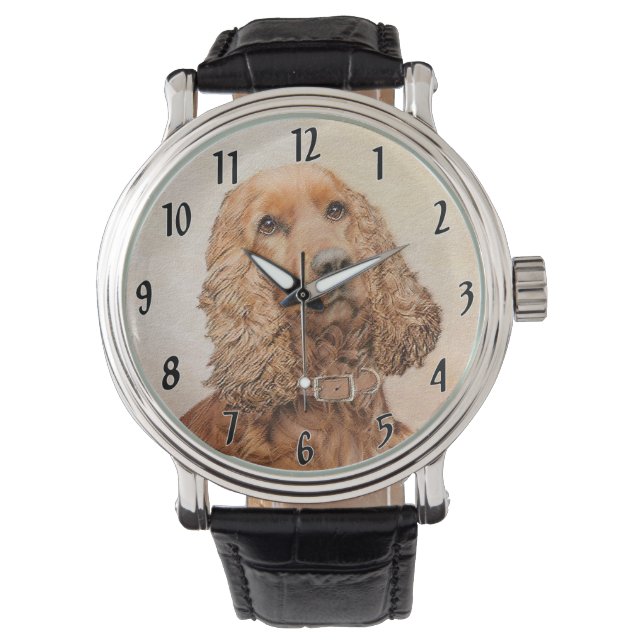 Engelska Cocker Spain Painting - Original Hund Art Armbandsur (Framsida)