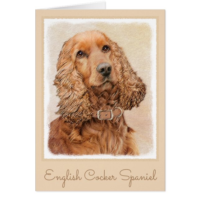 Engelska Cocker Spain Painting - Original Hund Art Hälsningskort (Framsidan)