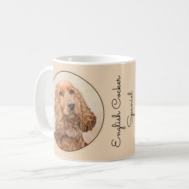 Engelska Cocker Spain Painting - Original Hund Art Kaffemugg (Framsida vänster)