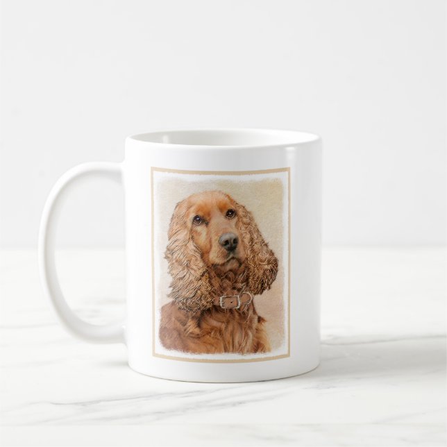 Engelska Cocker Spain Painting - Original Hund Art Kaffemugg (Vänster)