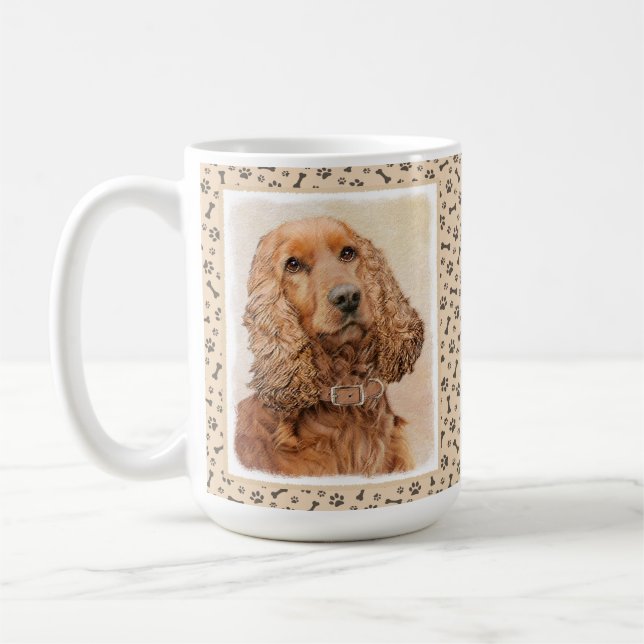 Engelska Cocker Spain Painting - Original Hund Art Kaffemugg (Vänster)
