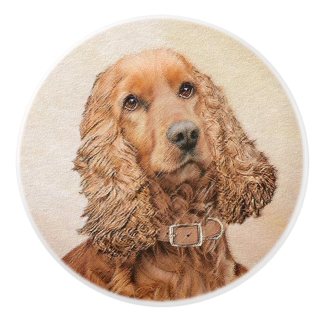 Engelska Cocker Spain Painting - Original Hund Art Knopp (Framsidan)