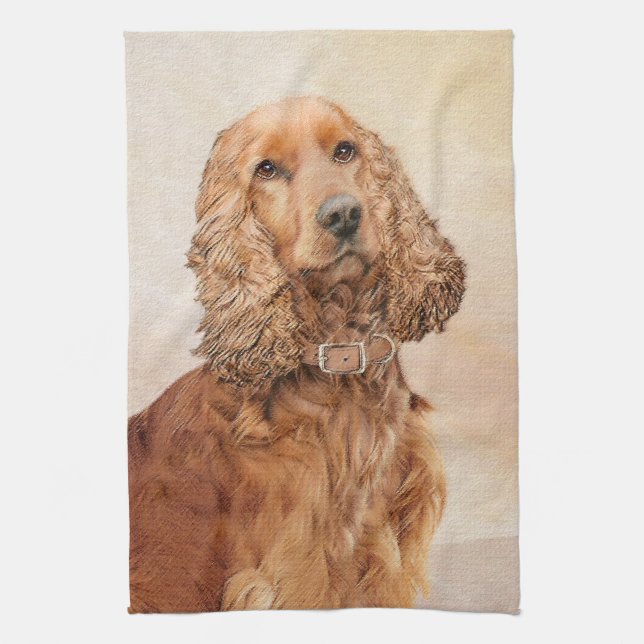 Engelska Cocker Spain Painting - Original Hund Art Kökshandduk (Vertikal)