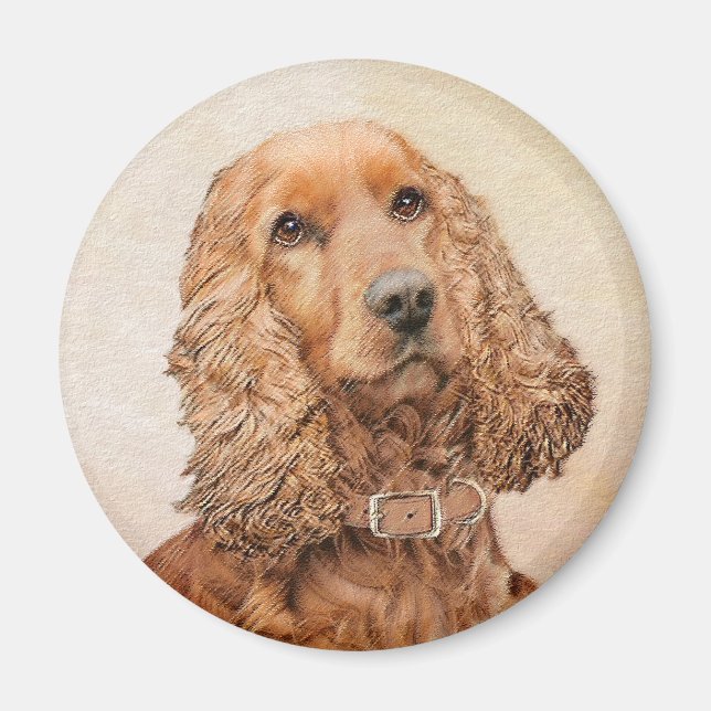 Engelska Cocker Spain Painting - Original Hund Art Magnet (Framsidan)