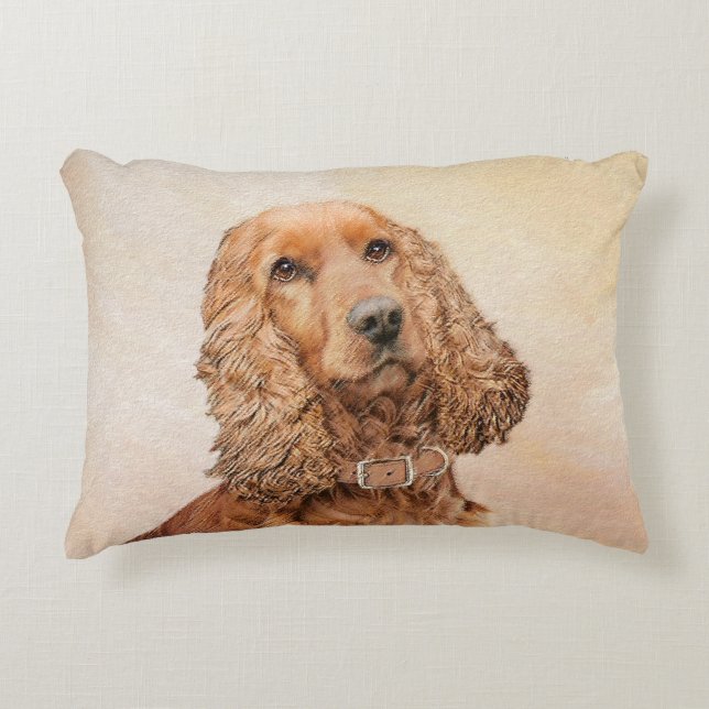 Engelska Cocker Spain Painting - Original Hund Art Prydnadskudde (Framsidan)