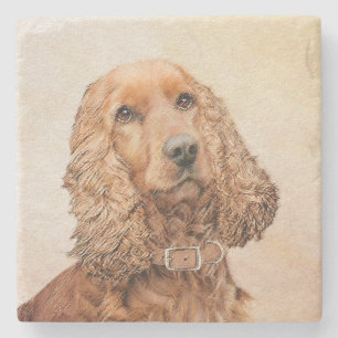 Engelska Cocker Spain Painting - Original Hund Art Stenunderlägg