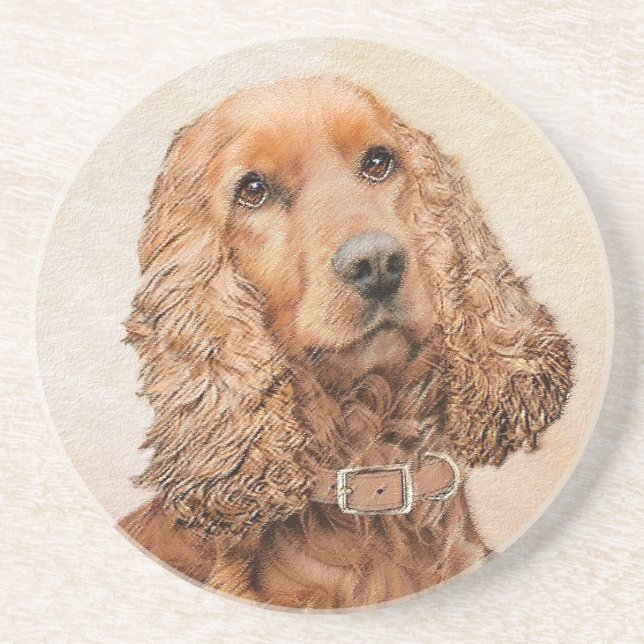 Engelska Cocker Spain Painting - Original Hund Art Underlägg (Framsidan)