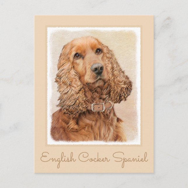 Engelska Cocker Spain Painting - Original Hund Art Vykort (Framsida)