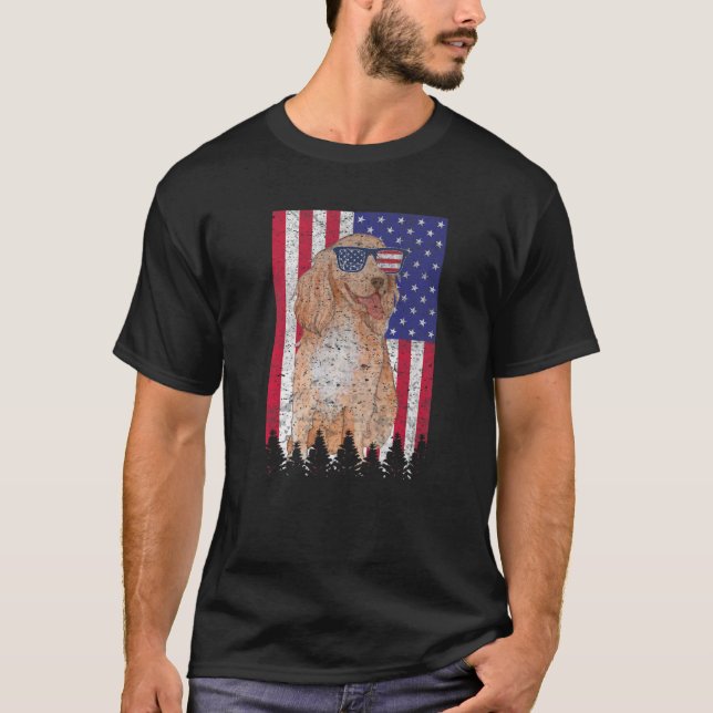 Engelska Cocker Spain Patriotic Hund USA Pride Ame T Shirt (Framsida)
