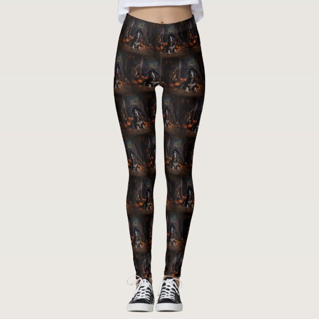 Engelska Cocker Spain Pumpkins Halloween Scary Leggings (Framsida)
