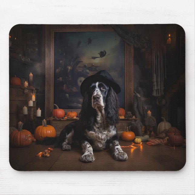 Engelska Cocker Spain Pumpkins Halloween Scary Musmatta (Framsidan)