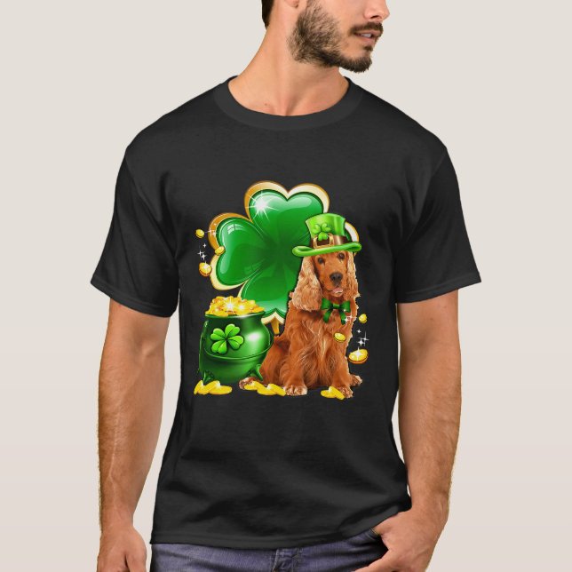 Engelska Cocker Spain Shamrock Irish Saint Pat T Shirt (Framsida)