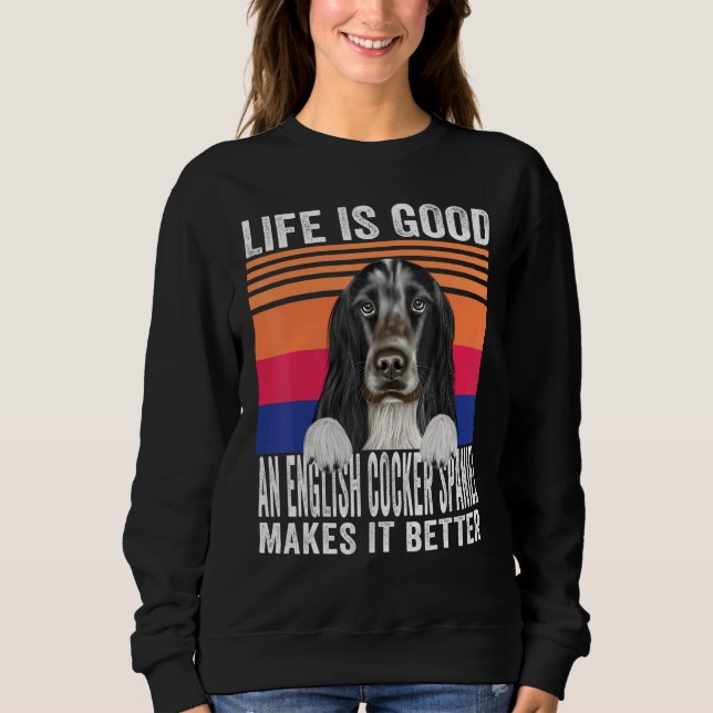 Engelska Cocker Spaniels Gör Ditt Liv Bra Vinta T Shirt (Framsida)