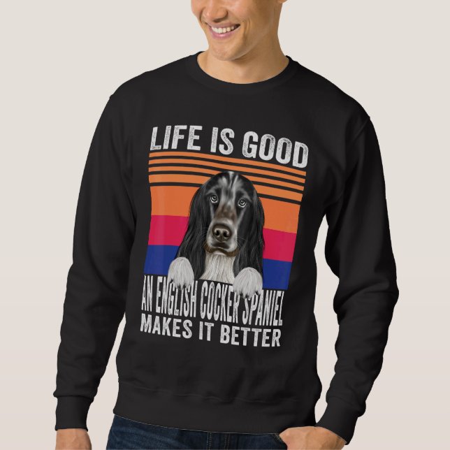 Engelska Cocker Spaniels Gör Ditt Liv Gott Vinta Lång Ärmad Tröja (Framsida)