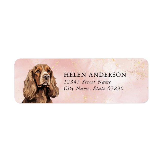 Engelska Cocker Spanska Hund Returetiketter Returadress Etikett (Framsidan)