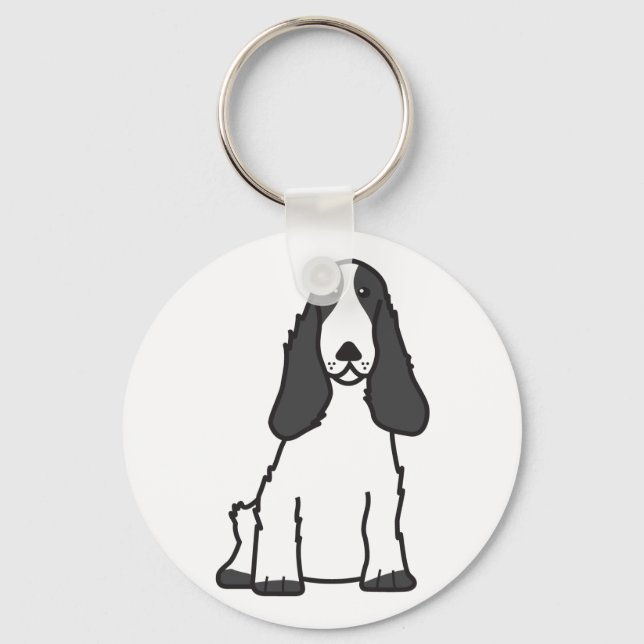 Engelska Cocker Spanska Hund Tecknad Nyckelring (Framsida)