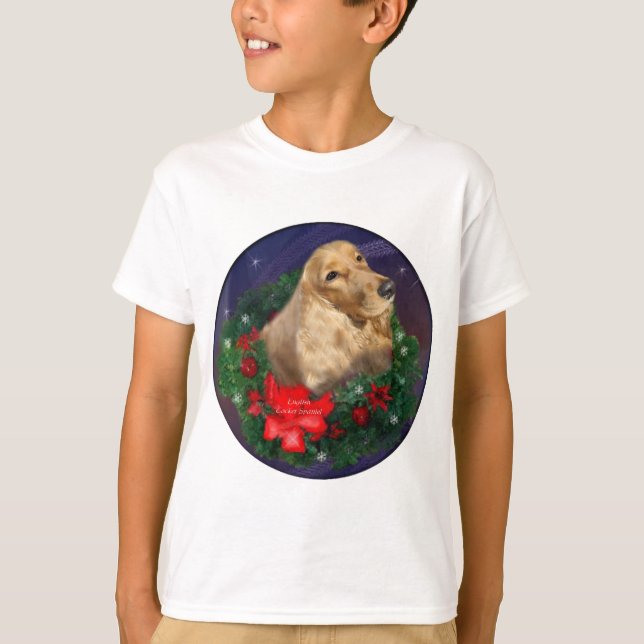 Engelska Cocker Spanska julklappar T Shirt (Framsida)