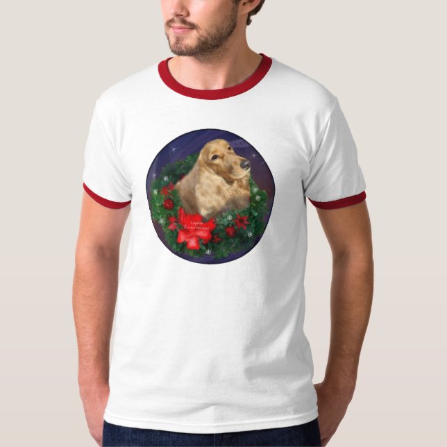Engelska Cocker Spanska julklappar T-shirt (Framsida)