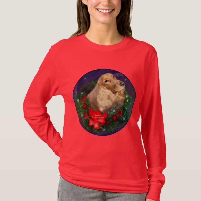 Engelska Cocker Spanska julklappar T-shirt (Framsida)