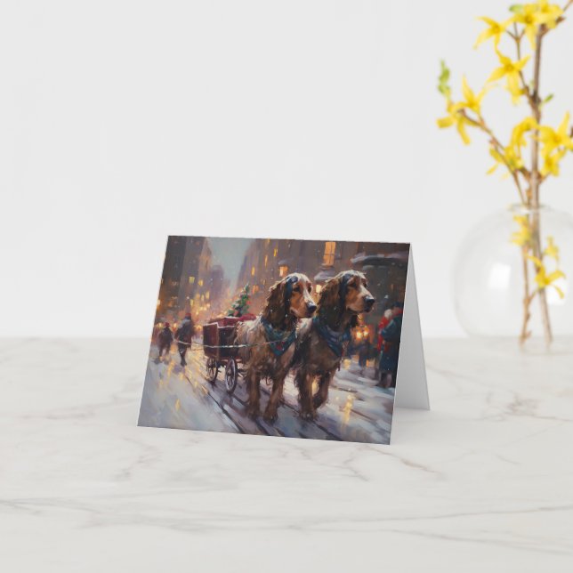 Engelska Cocker Spanska julsäsongen Kort (Gul blomma)