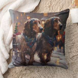 Engelska Cocker Spanska julsäsongen Kudde