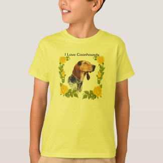 Engelska Coonhound och gul ros för amerikan T-shirt