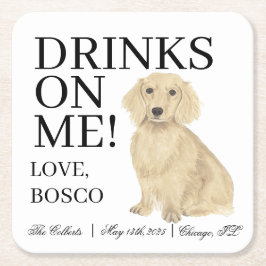 Engelska Cream Dachshund Hund Bröllop Underlägg Papper Kvadrat