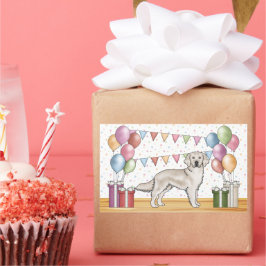 Engelska Cream Golden Retriever Colorful Birthday Rektangulärt Klistermärke