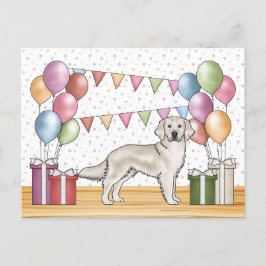 Engelska Cream Golden Retriever Colorful Birthday Vykort