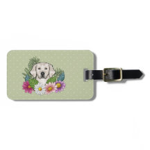 Engelska Cream Golden Retriever Colorful Flowers