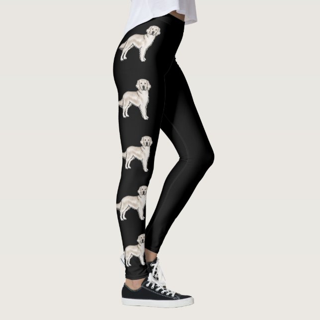 Engelska Cream Golden Retriever Cute Hundar Black Leggings (Höger)