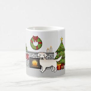 Engelska Cream Golden Retriever i ett julrum Kaffemugg