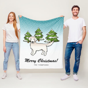 Engelska Cream Golden Retriever in Winter & Text Fleecefilt