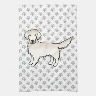 Engelska Cream Golden Retriever Tecknad hund & Tas Kökshandduk