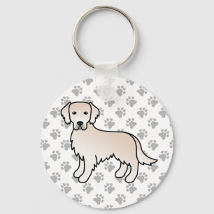 Engelska Cream Golden Retriever Tecknad hund & Tas Nyckelring