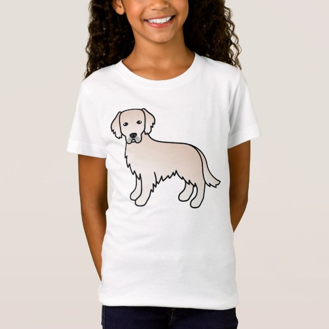 Engelska Cream Golden Retriever Tecknad hund Teckn T Shirt (Framsida)
