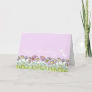 Engelska Daisy Butterfly Pastel Grattis på födelse Kort