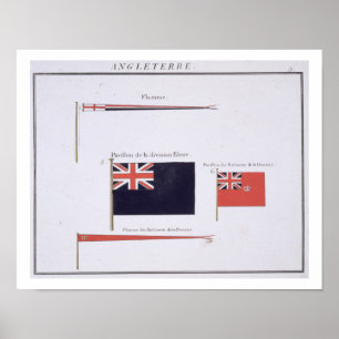 Engelska Flaggor, från Fransken bok i Flaggor, c.1 Poster