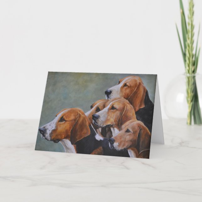 Engelska Fox Hounds Hund Konst Grattiskort Tack Kort (Framsida)