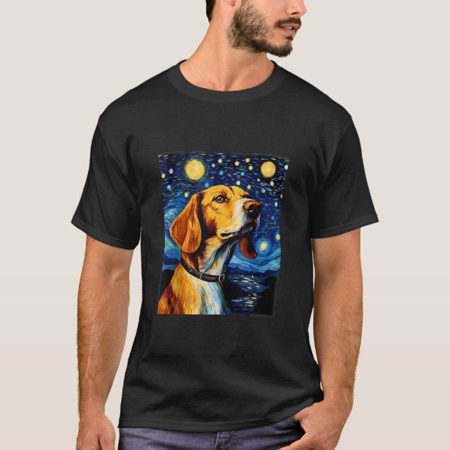 Engelska foxhound Hund FUNny Cute Hund in a Starry T Shirt (Framsida)