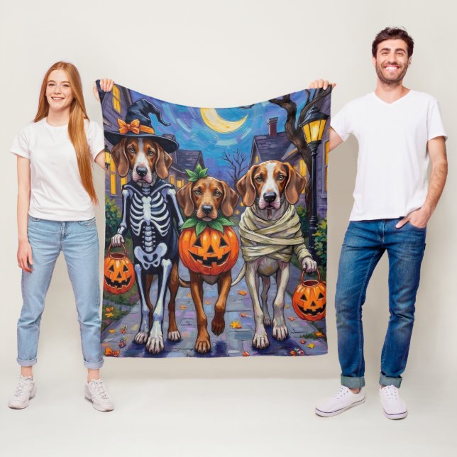 Engelska Foxhound Hundar Halloweentrick-or-Treat  Fleecefilt (På plats)