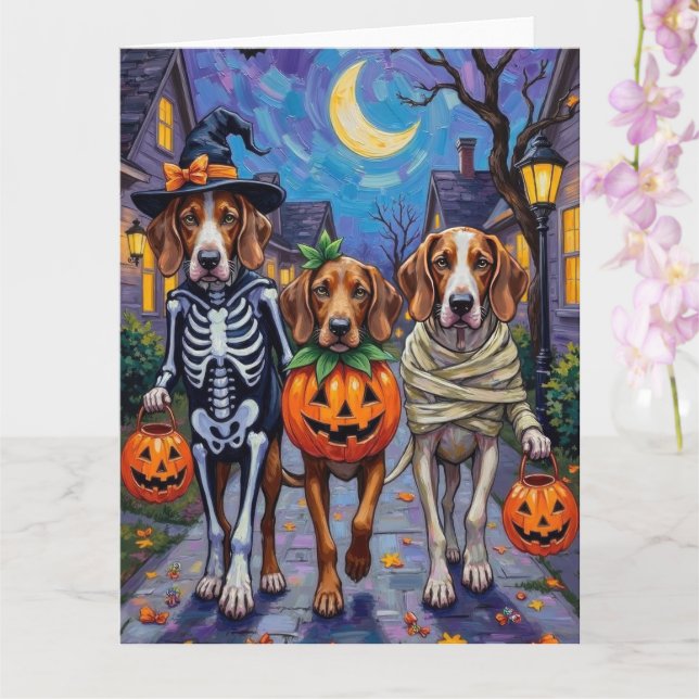 Engelska Foxhound Hundar Trick-or-Treating Hallowe Kort (Orkide)